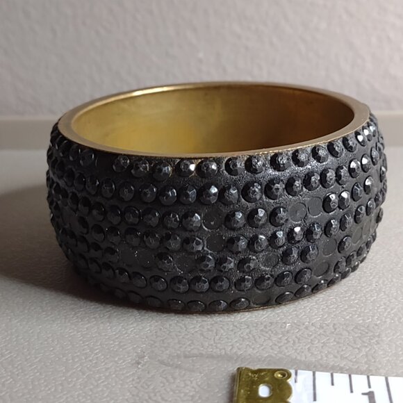 Very Heavy Distressed Beat Up Vintage Black 8 Inch Bangle - Picture 3 of 12